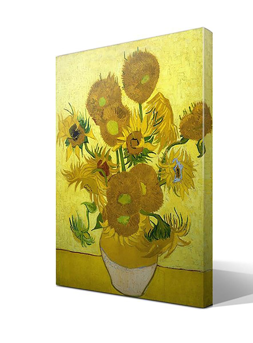 Girasoles | Vincent van Gogh | Post-impresionismo | Cuadro Canvas Wall Art | Impresion Giclee lienzo algodon puro | Bastidor 3cm | 55x75cm
