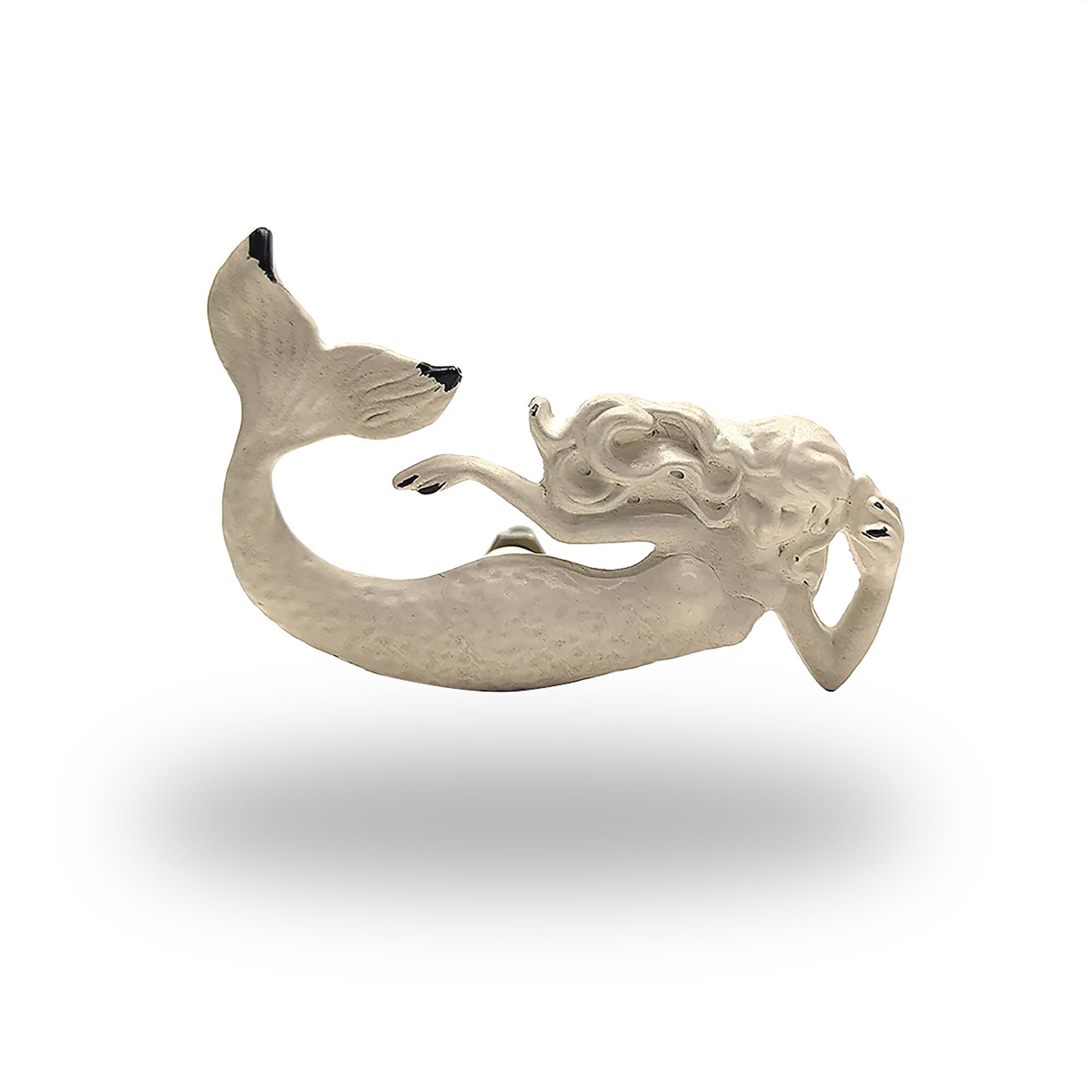 TG,LLC Treasure Gurus White Nautical Mermaid Metal Dresser Pull Knob Drawer Kitchen Cabinet Hardware Coastal Beach Home Decor