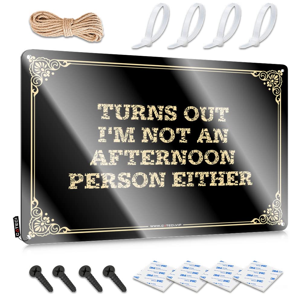 MWFKKADDB Signs For Room Turns Out I'M Not An Afternoon Person Either Tin Sign Bar Mirrors For Man Cave Funny Outdoor Signs(20X30CM)
