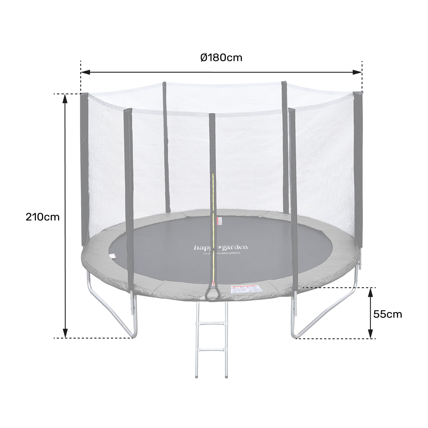 Pack Premium Trampoline de Jardin Rond pour Enfants 180cm réversible Vert/Bleu Cairns + Filet, échelle, bâche et kit d'ancrage, Montage Facile