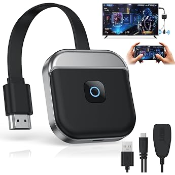 Wireless HDMI Dongle 4K Miracast HDMI Screen Mirroring Display 5G/2.4Hz Transmitter and Receiver Streaming Video/Audio/Files Transfer from PC Laptop Smartphone to TV Projector Monitor