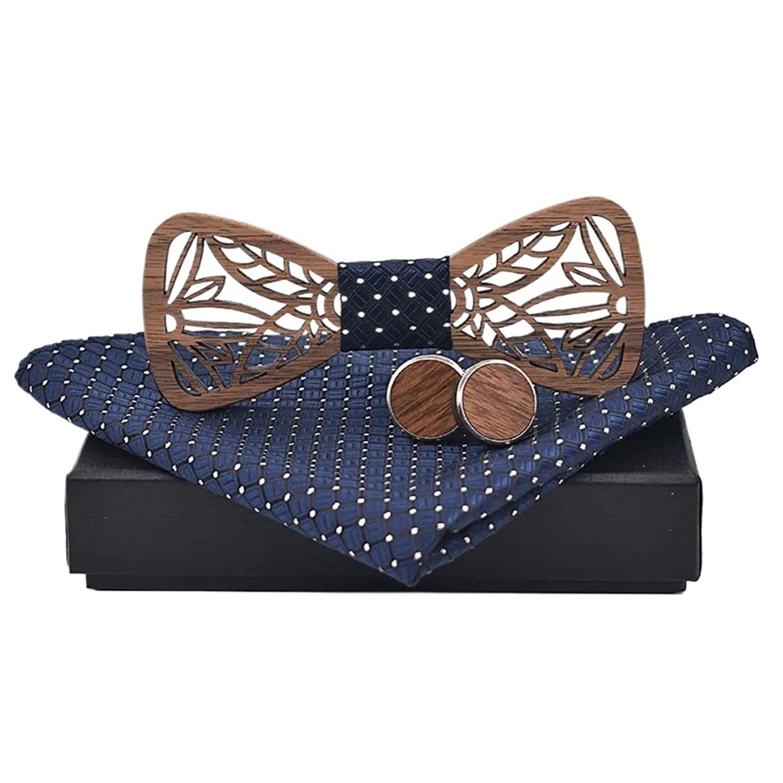 Pajaritas Hombre Conjunto de Pajarita de Madera y Corbata de Pajarita con pañuelo(Color5)