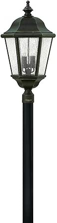 Hinkley Edgewater Four Light 27.75-Inch Post Mount Outdoor Lantern, Aluminum, Clear Seedy Glass, Driveway Walkway or Entry, Post Sold Separately, Oil Rubbed Bronze Finish