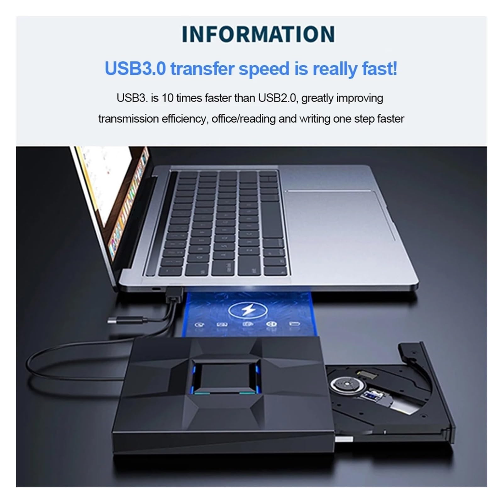 Zewnętrzny Napęd DVD USB 3.0 Typu C Odtwarzacz CD CD DVD RW Napęd Optyczny Nagrywarka DVD Nagrywarka DVD Do Laptopa Notebook Kompaktowy łatwy W UżYciu