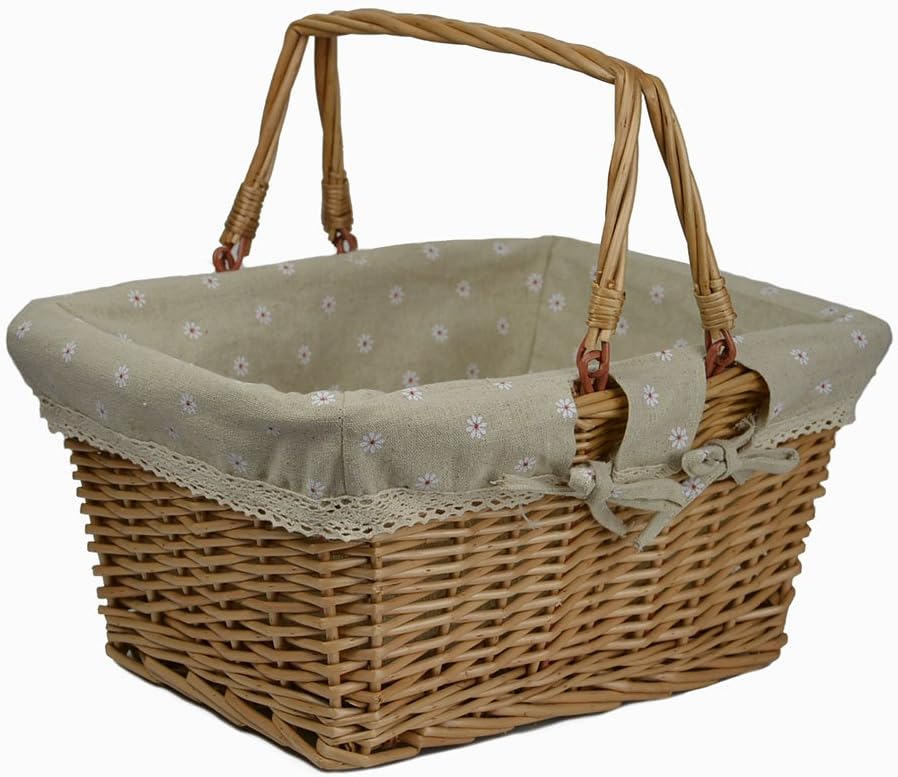 Rurality Wicker Picnic Basket with Double Folding Handles