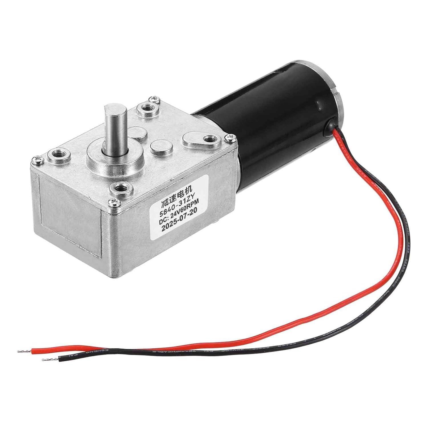 MECCANIXITY DC24V 60RPM Reversible Worm Geared Motor Reducer Motor 8mm D Shape Shaft High Torque Gear Box Reduction Electric Motor for Sweepers, Printers, Ovens