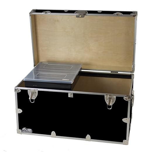 C&N Footlockers Graduate Trunk with Tray - Camp or Dorm Storage Chest - 32 x 18 x 18.5 Inches