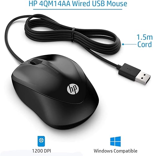 Miniatura 2 de HP Ratón con cable 1000 (4QM14AA)