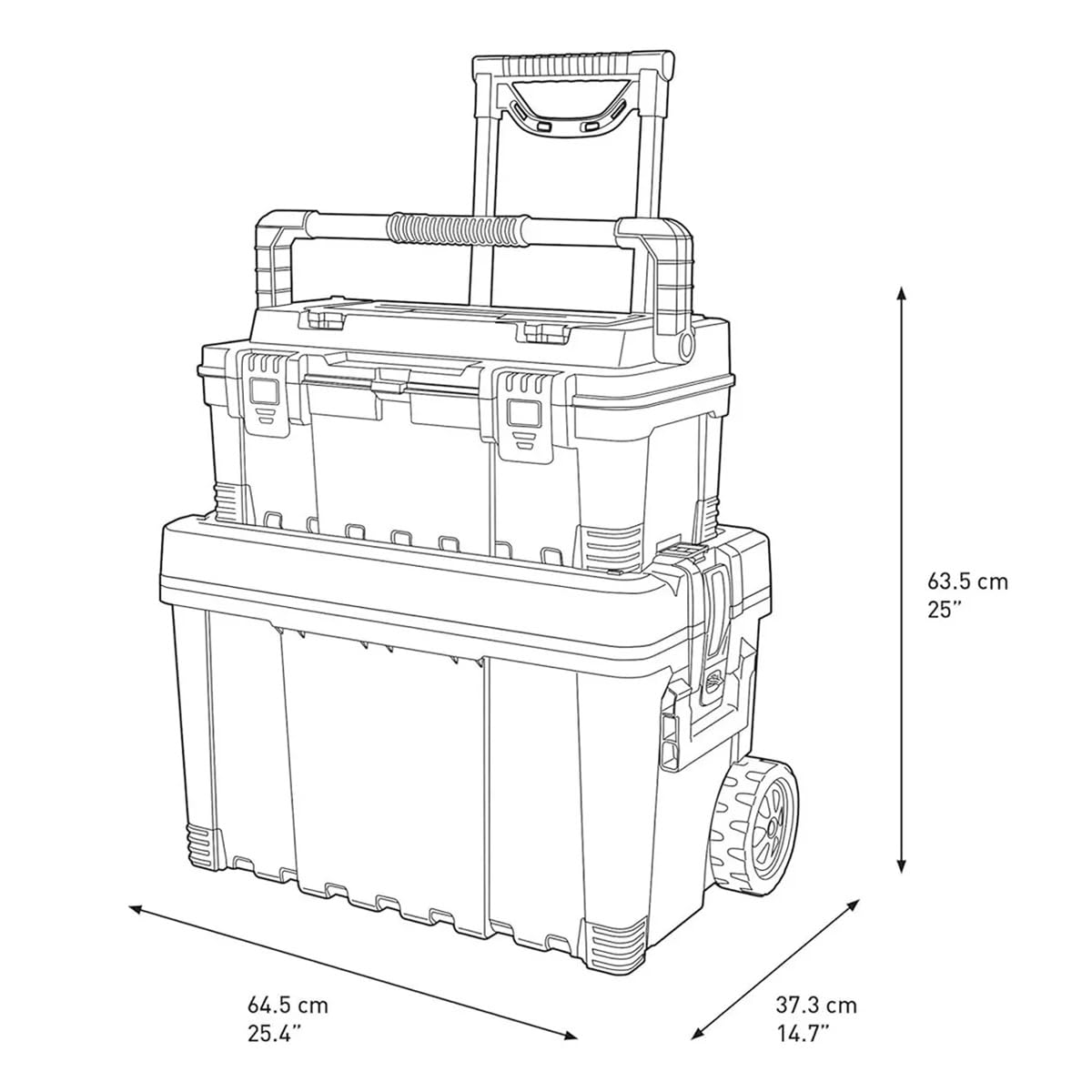 Keter- Carro de Herramientas Vertical + Caja de Herramientas, 22 y 26 Pulgadas, Negro, Rojo, Talla única