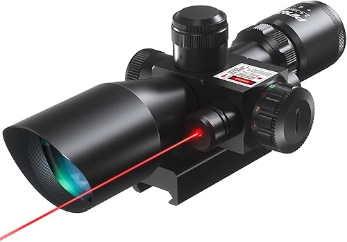 Pinty 2.5-10x40 AOEG, visor de alcance táctico con luz roja y verde, con láser rojo y lente color verde Negro -,Flat Dark Earth