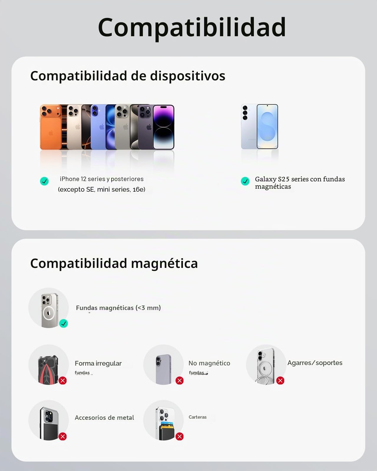 ESR 15W Cargador Inalámbrico Magnético para Coche (HaloLock), Cargador Coche MagSafe, Soporte Rejilla Aire, Compatible con iPhone Air/17/17e/16/15/14/13/12 Series, Samsung Galaxy S26/S25 Series, Negro