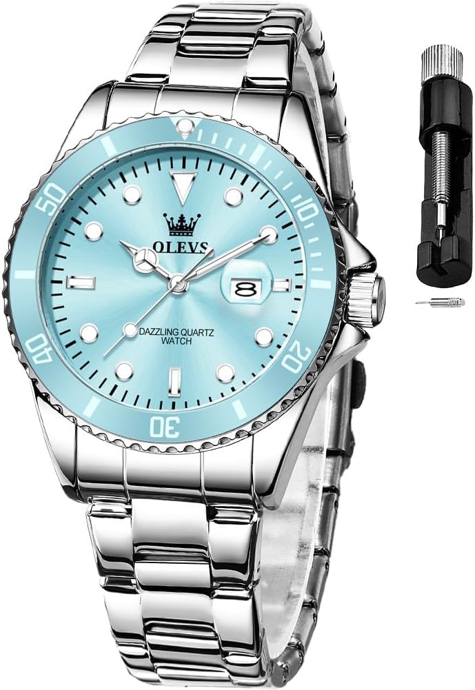OLEVS Luxus Quarz Damen Uhr Edelstahl Armband Datumanzeige 3ATM Wasserdicht Business Armbanduhr Damen