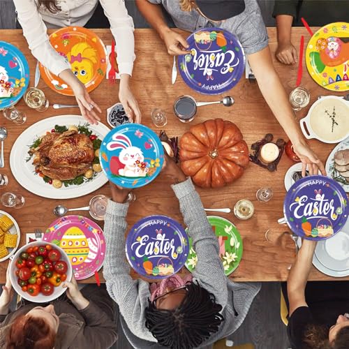 Anymonypf 60 Pcs Easter Party Supplies 6 Styles Easter Plates Easter Disposable Plates Easter Party Decorations For Easter Party Favors thumb #5