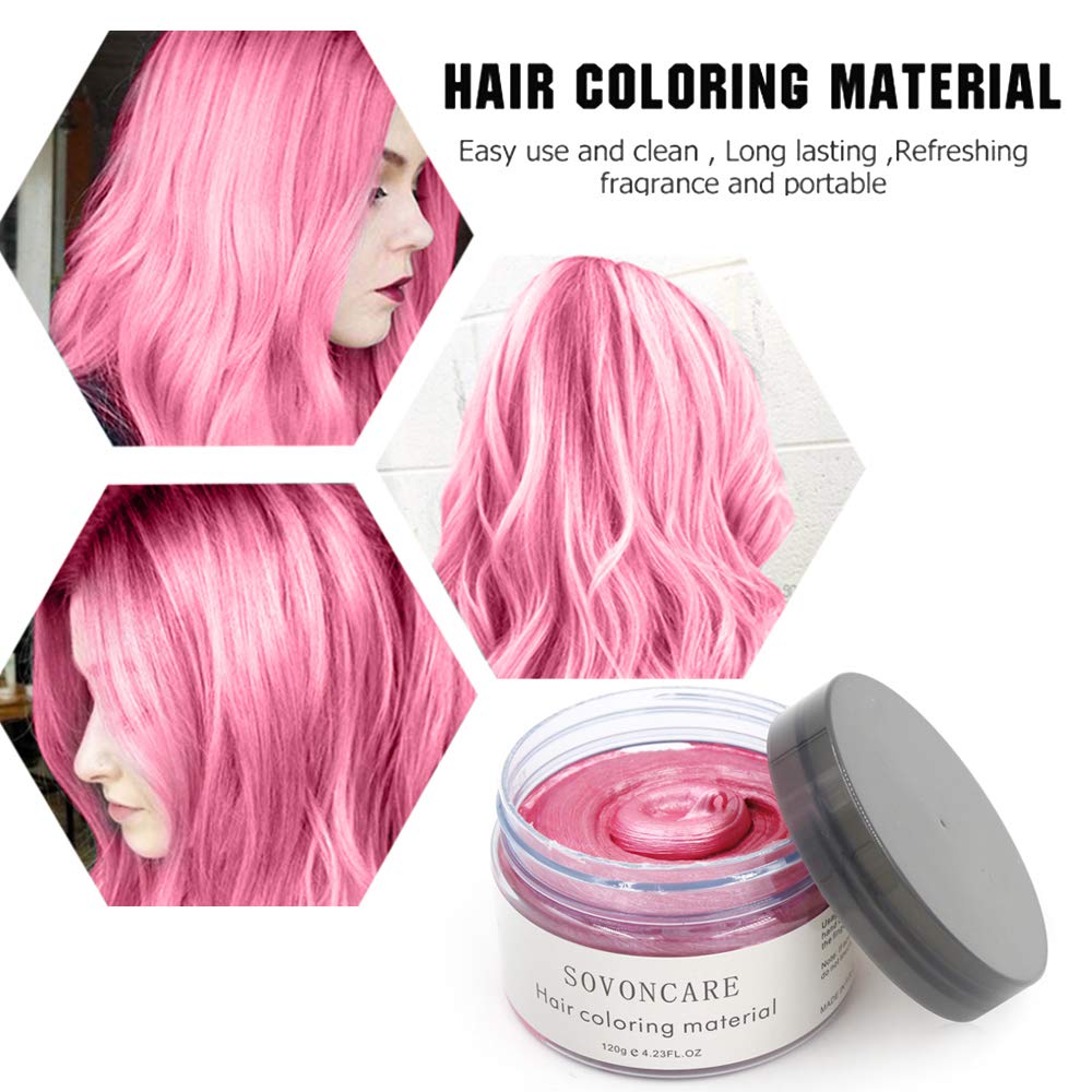 Temporary Hair Wax Color, SOVONCARE Pink Hair Dye Styling Cream
