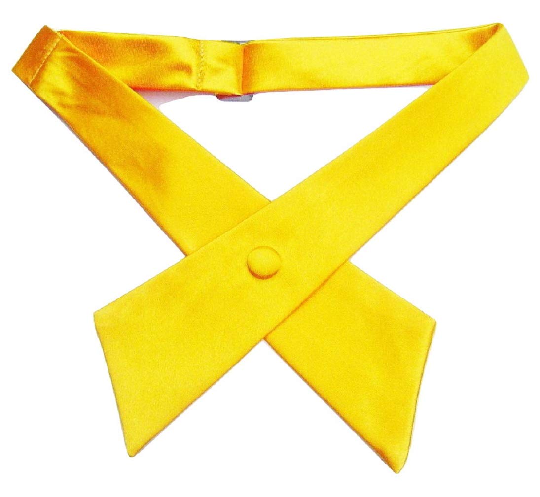 Ll. Men's Yellow L&L® Unisex Cross Over Bowtie Necktie Cravat Pre Tied Adjustable Bow Tie Satin (Yellow)