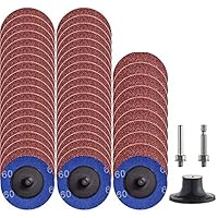 50Pcs Quick Change Discs set 60 GRITS 2 Zoll A/O Sanding Discs mit 1/4Holder for Die Grinder Surface Prep Strip Grind polnischer Finish Burr Rust Paint Removal Surface Conditioning Discs