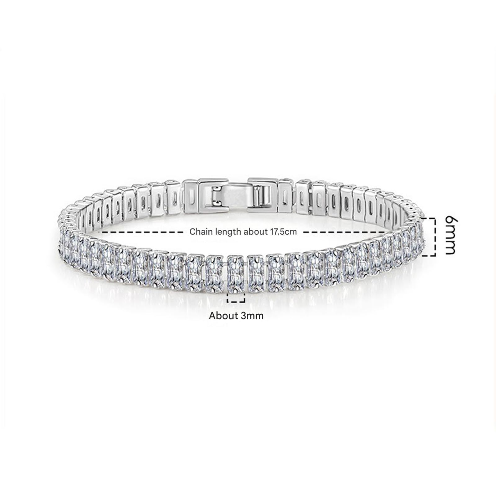 Braccialetto Donna Minimalist Square Chain Bracelet per Le Donne, Elegante E alla Moda Accessorio-Bianco