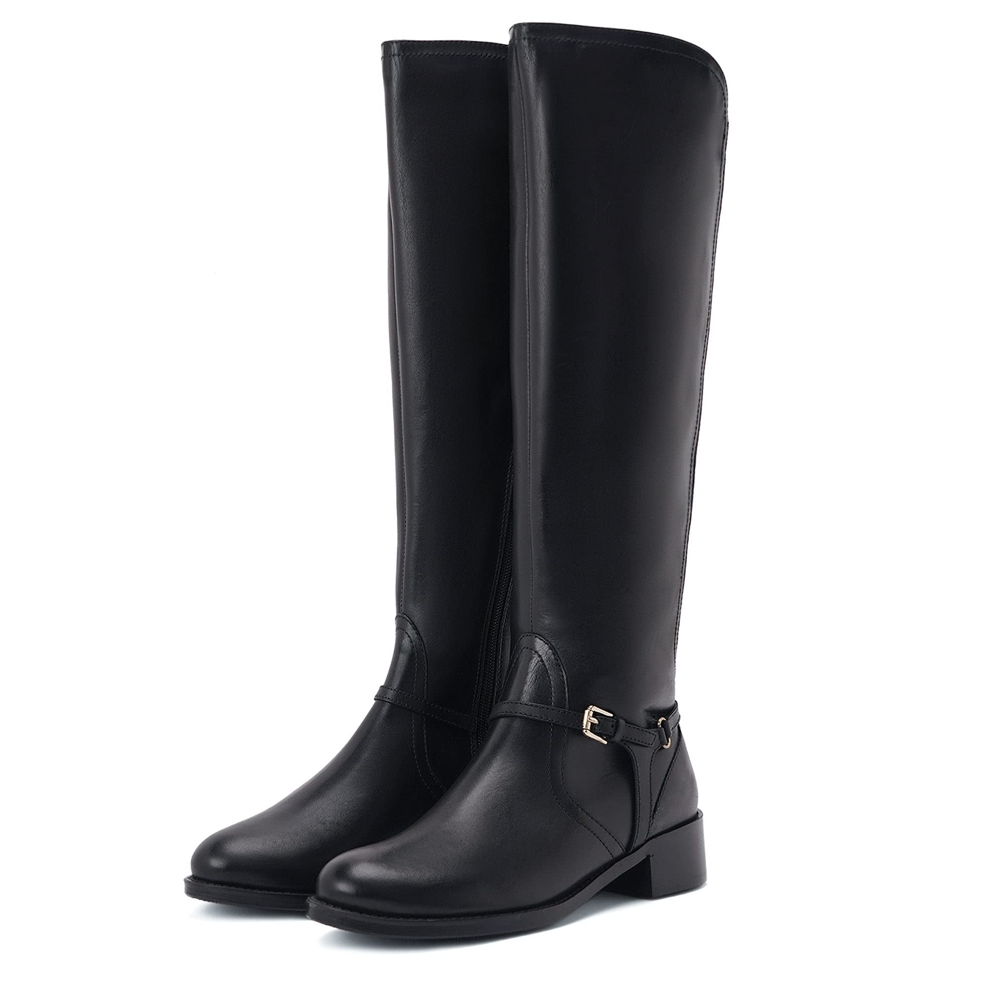 Saint G Black Leather Knee High Boots