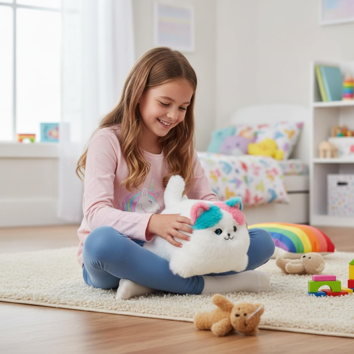 Lexibook, Hug-Me Cat, interaktywny pluszak powtarzający głos, Biały, KITP1