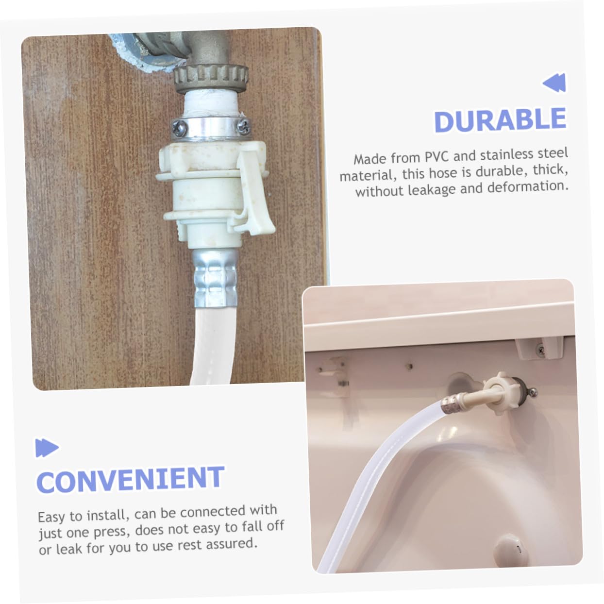 2 pièces Tuyau Dalimentation Machine Laver PVC avec Raccord Acier Inoxydable Flexible et Extension pour Lave Linge Automatique Installation Facile sans Fuite