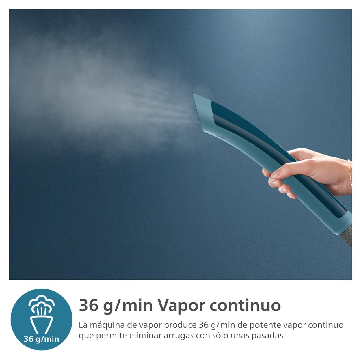 Philips Vaporizador Serie 1000-1800W, Gran depósito de 1,8L, 3 ajustes de vapor, StyleBoard integrado, Eliminación de arrugas, Elimina el 99,9% de las bacterias y los ácaros del polvo* (STE1040/20)