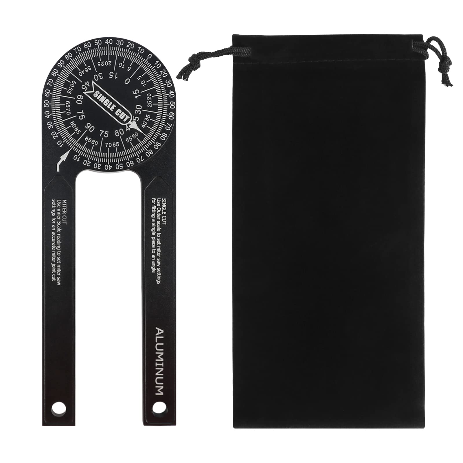 Miter Saw Protractor, CJBIN 7 Inch Aluminum Angle Finder Featuring Precision Laser Engraved Scales, 360 Degree Inside & Outside Miter Angle Finder for Carpenters, Plumbers and All Building Trades