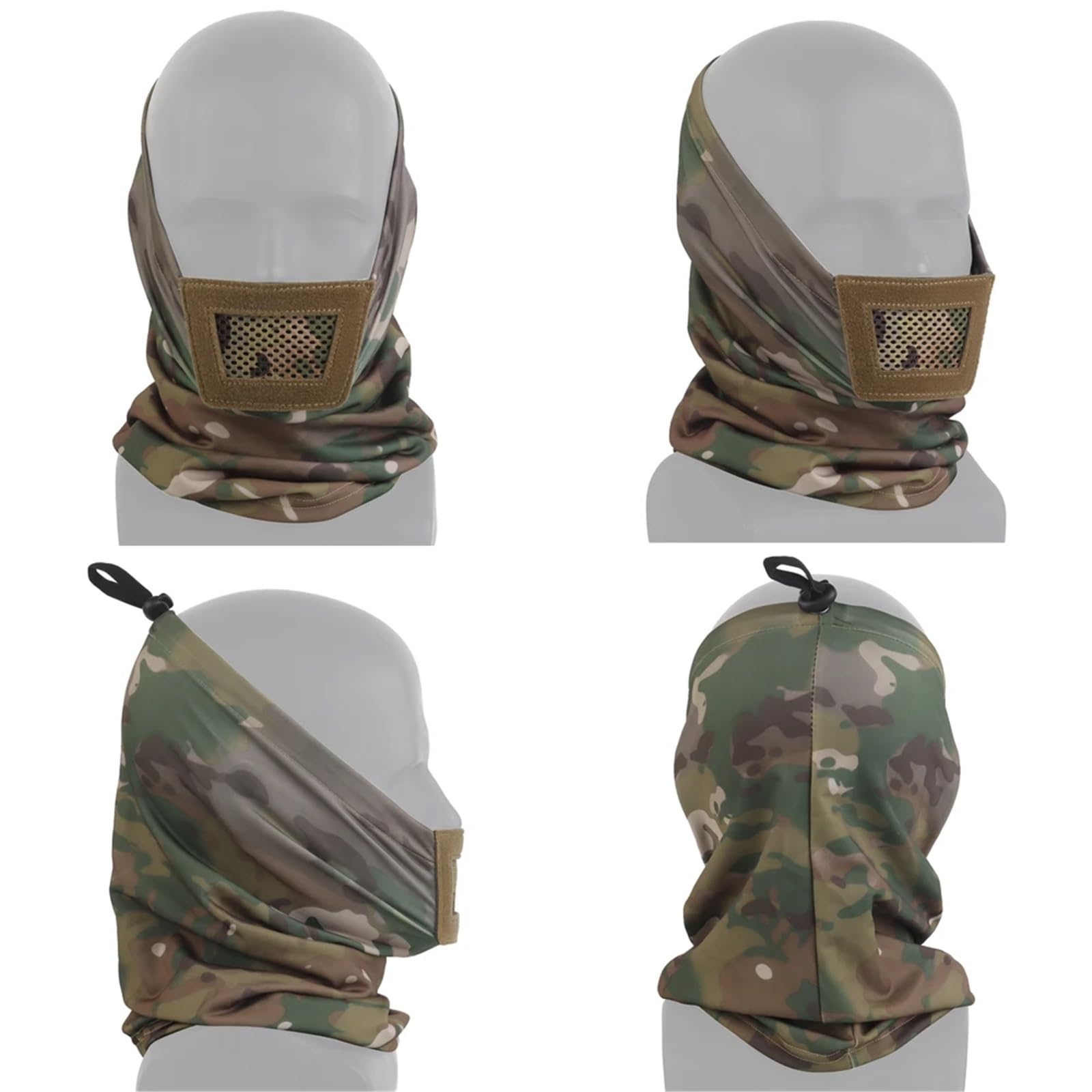 Máscara táctica de malla de acero pasamontañas para airsoft, máscara de media cara con gorro interior acolchado suave estilo ninja para la caza