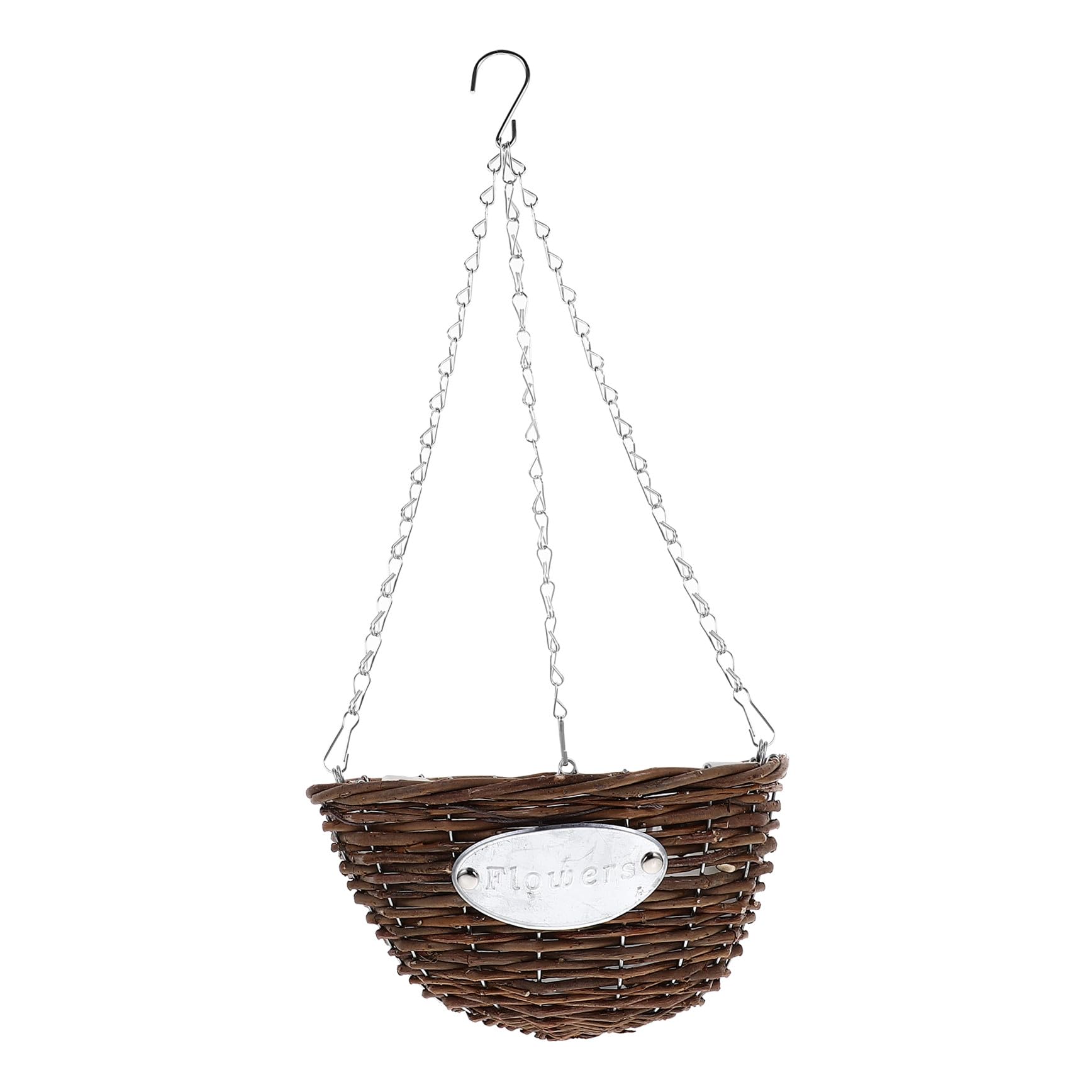 Fioriere Appese in Rattan e Metallo, Set 2 Vasi Sospesi 25 CM per Piante da Esterno e Interno, Cesto Medio per Balcone e Decorazioni Casa