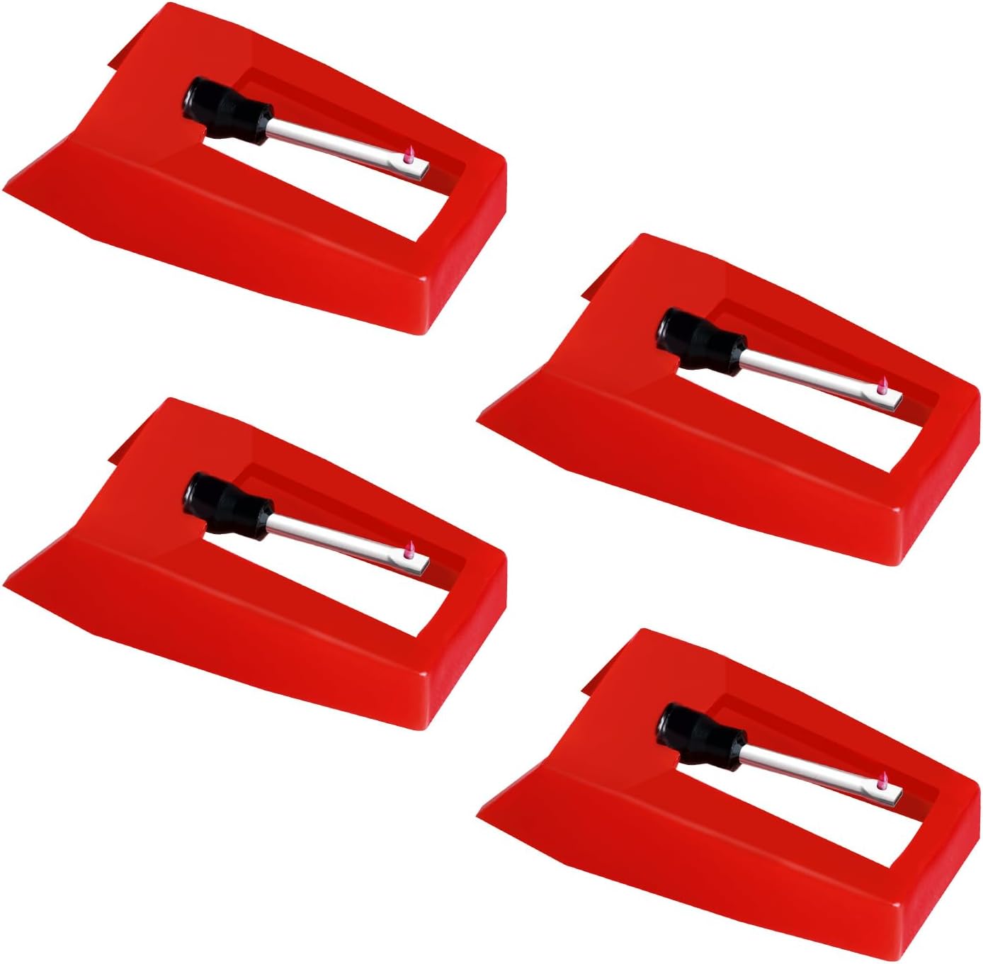 Record Player Needle, 4 Pack Ruby Turnable Stylus Replacement for Most Victrola Crosley LP ION Vinyl Players Phonograph, Red