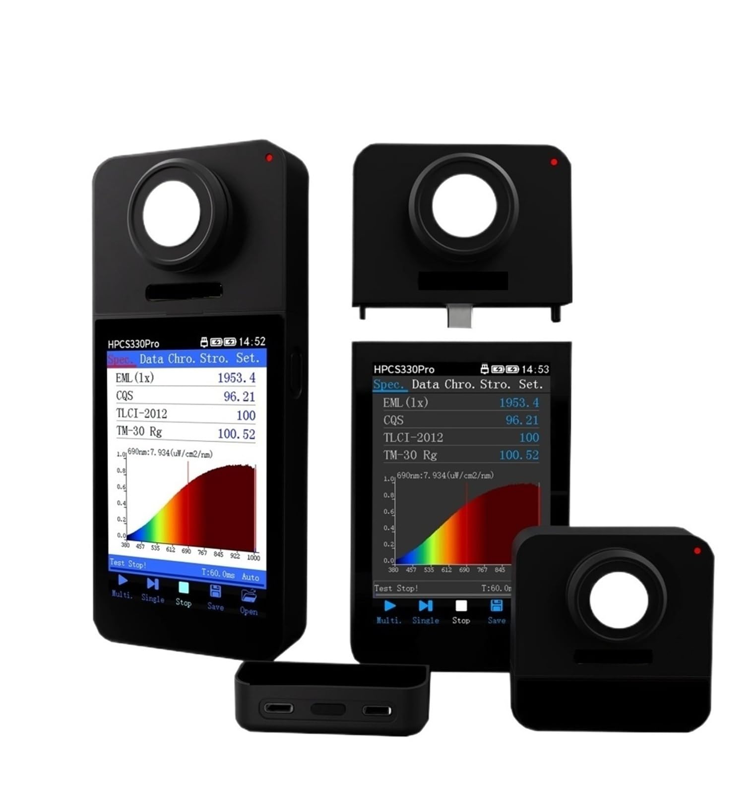 HPCS330P Einzelstrahlspektrometer 380-1000 nm CCT CRI PAR | Lichtflimmertester, Laborspektrum-Analysegeräte