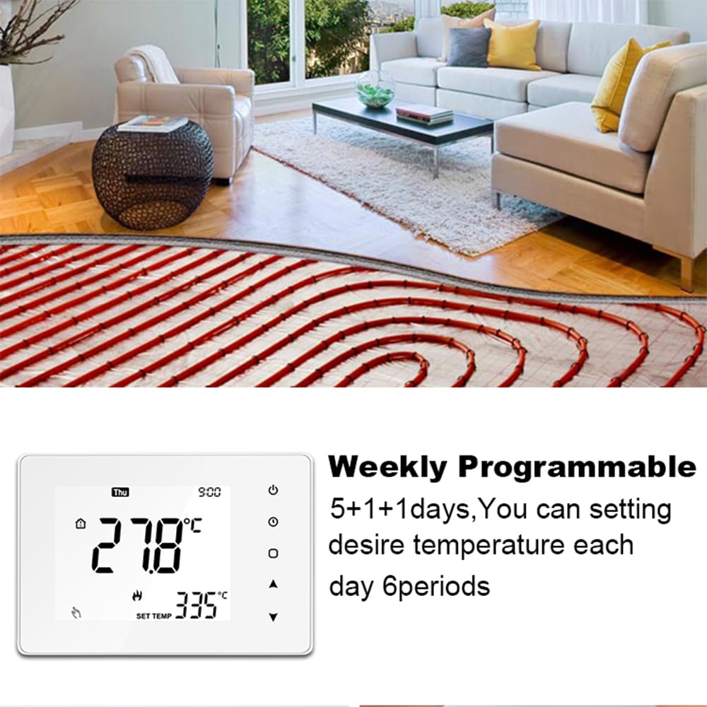 16A Smart Thermostat Wöchentlich programmierbarer LCD-Display-Touchscreen-Raumtemperaturregler für elektrische Heizung (TP818UHP)