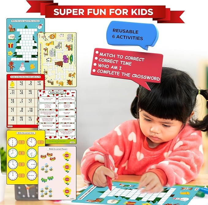 Image of Educational Activity Box for Kids Age 5 | Play & Learn - Spelling & Math Puzzle, 6 Write-Wipe Fun Activities, Solar System Board Game | Early Learning Kit for Preschoolers (Age 5 & 5+)