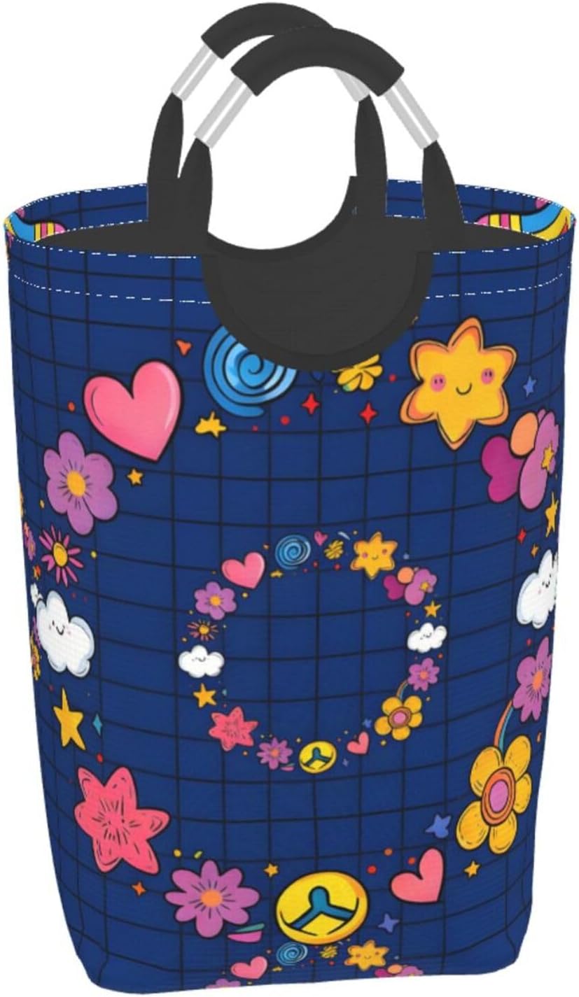 Dreamy Blue Galaxy Foldable Dirty Laundry Bag, Waterproof Oxford Fabric With Pe Board Base, 50l Capacity For Home & Travel