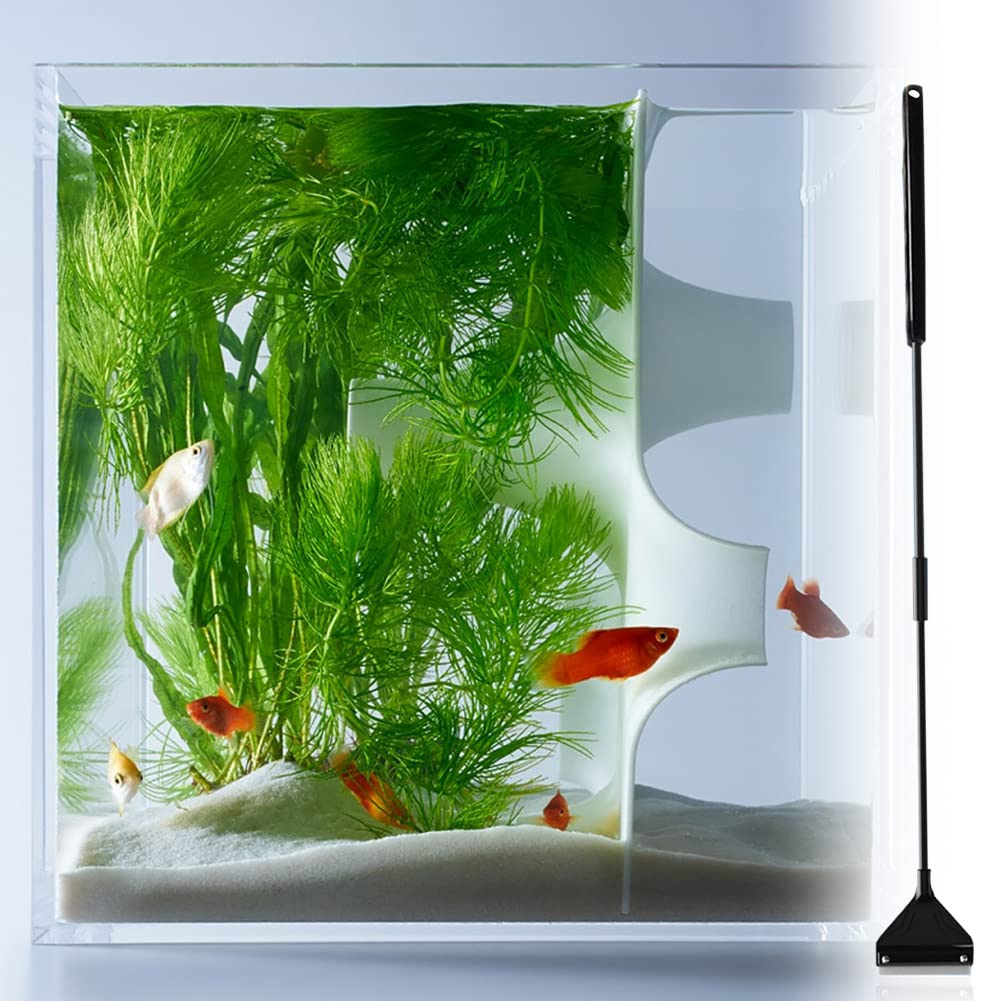 Algues Grattoir, Nettoyeur de Grattoir Algues, Aquarium Scraper, Racloir pour Aquarium Nettoyeurs d'Algues, Rasoir de Nettoyage Aquarium, Algues Grattoir pour Aquarium (62 cm, 10 Lames de Rechange)
