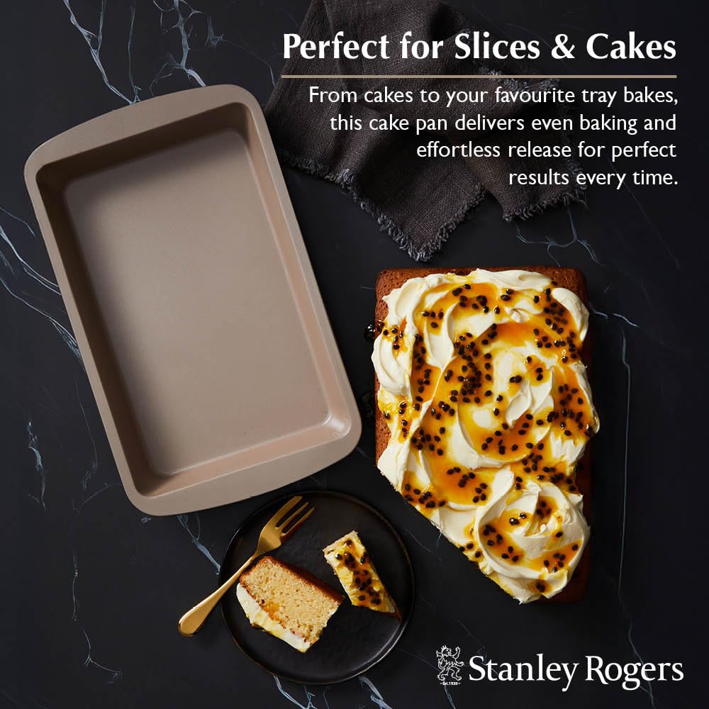 Stanley Rogers Ceramabake Moule à gâteau rectangulaire en céramique anti-adhésif sans PFAS, PTFE, PFOS, PFOA, cadmium et plomb, idéal pour four, brownies, tranches, route rocheuse, 28 x 18 x 3,5 cm