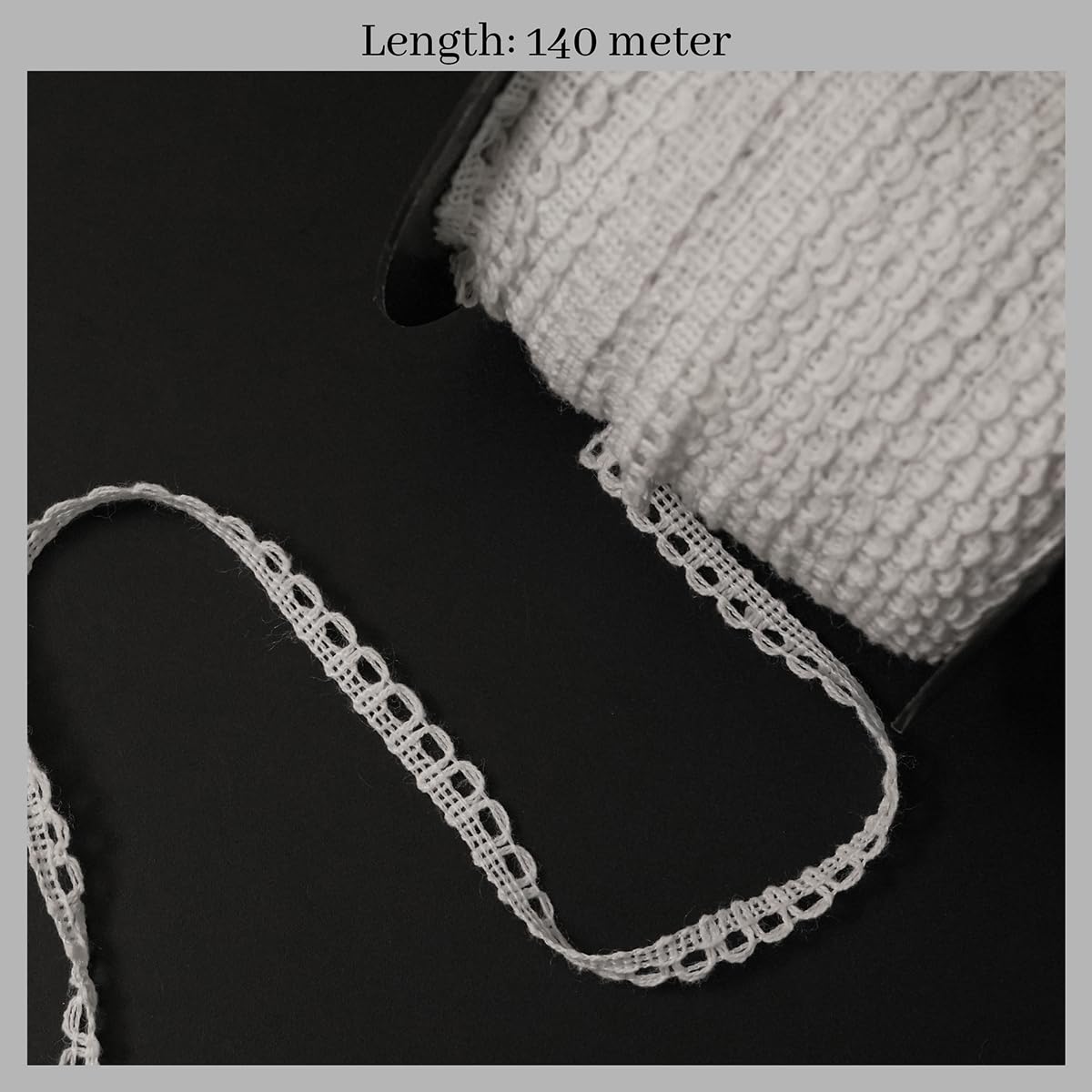 EmbroideryMaterial White Soft Cotton Trim Lace with Swirl Floral Pattern Laces and Borders Material for Saree Border, Suit, Kurta, Dupatta, Blouse, Gown, Lehenga & Neckline (140 Meters, 0.7 CM Wide) 2