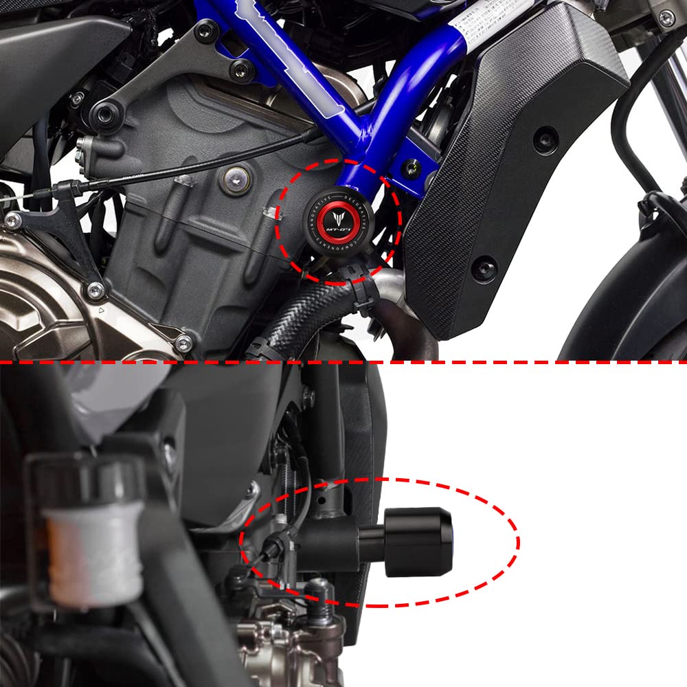 Motoren Valbeveiliging Voor Yamaha MT07 MT-07 FZ07 2015-2023 Motorcycle Frame Sliders Motor Bescherming Crash Pad Falling Protector Guard Uitlaat schuifregelaar (Color : A-Blue