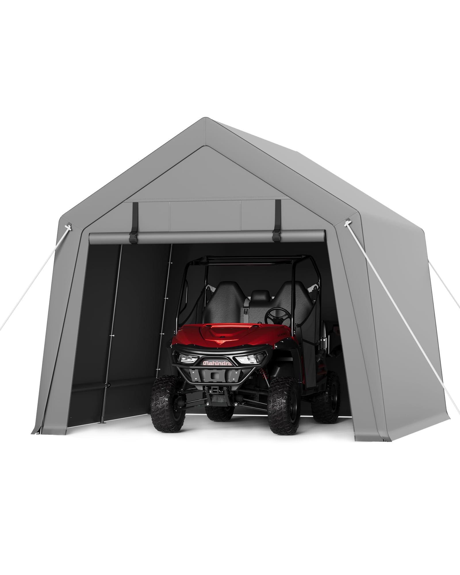 GarveeLife 10 x 10 ft Carport Storage Shed, Portable Garage with Roll-up Zipper Door, Heavy Duty Waterproof Tarp, Storage for Motorcycle, Bike, Firewood, Garden Tools