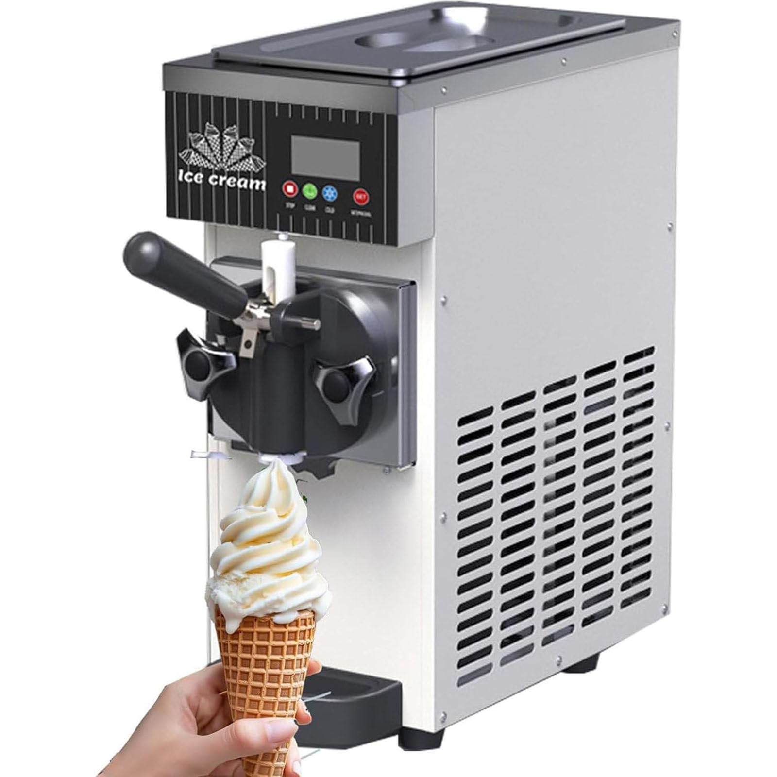 Machine Glace Italienne Maison,Machine Glace Italienne Comptoir, Rendement 4 à 5 Kg/H, Pré-Refroidissement,Nettoyage Automatique,écran LCD,Machine Glace Italienne pour Parfum Unique White