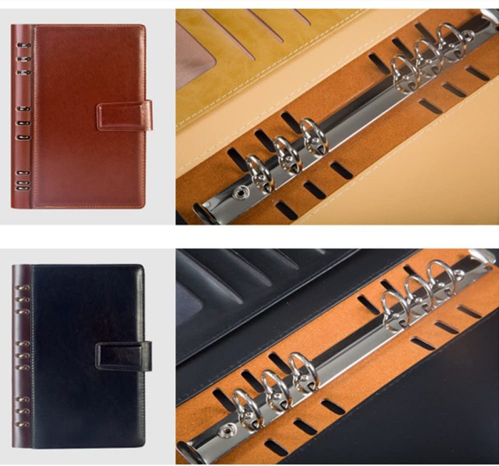 Raccoglitore aziendale in pelle nera quaderno aziendale A5, forniture per ufficio A6 B5 raccoglitore ad anelli Agenda, marrone A5