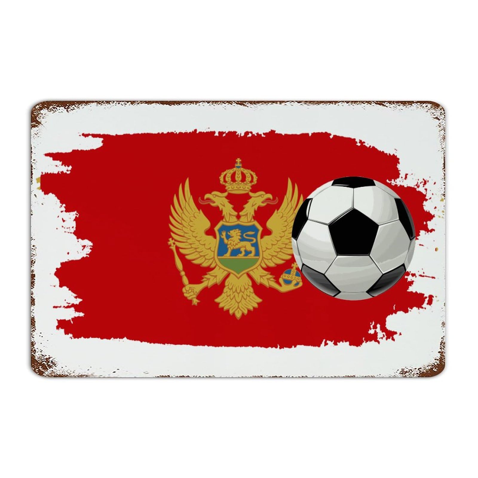 Plaque en métal football Monténégro 30x45 cm pour décoration extérieure et intérieure