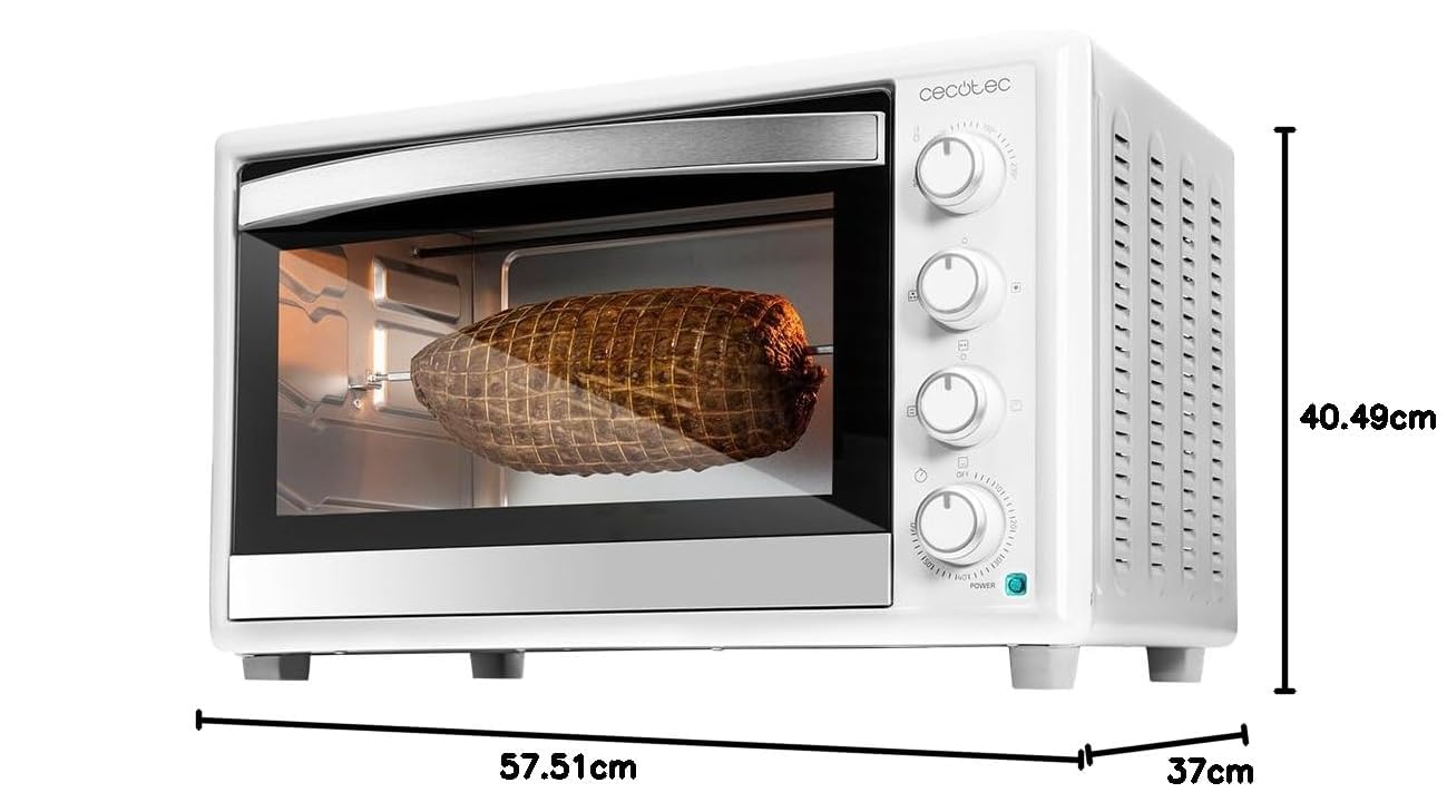 Cecotec Four à Convection de Table 46 Litres Bake&Toast 4600 White Gyro, 2000 W, Lumière Intérieure, 12 Fonctions, Température jusqu’à 230º, Porte Double Vitrage, Inclus Tournebroche