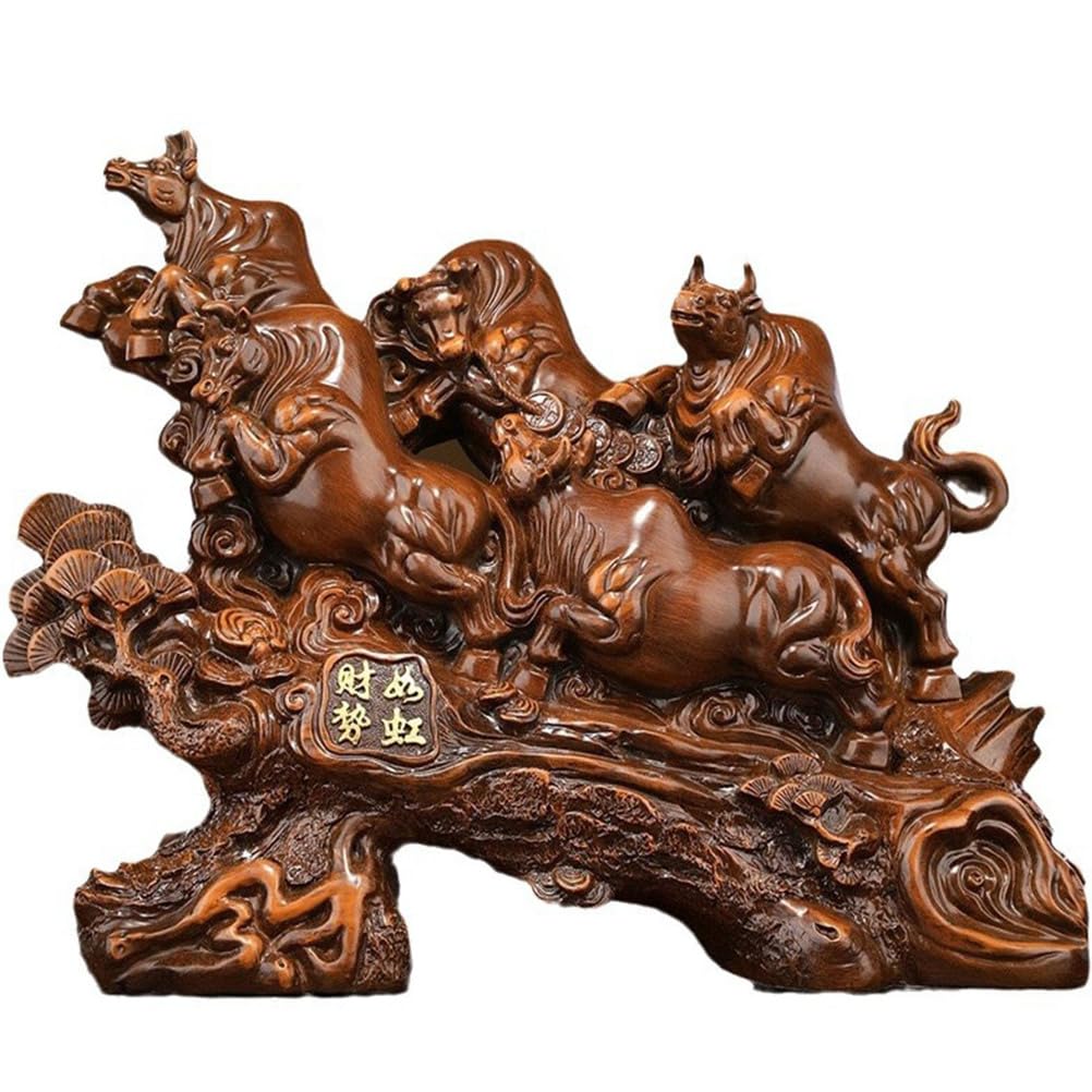 Statua byka rzeźba byka żywica Feng Shui figurka wołu na chińskie pamiątki prezenty dekoracje do domowego biura kreatywny byk byk statua z żywicy rzeźba byka,M