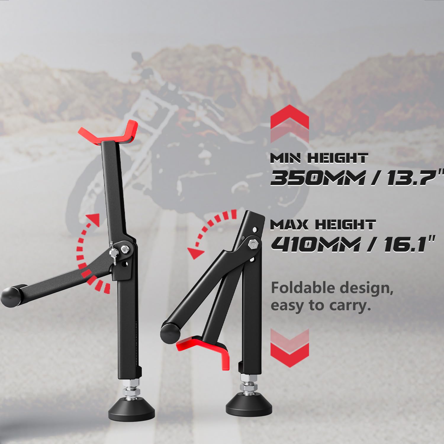 Bequille Moto,Support Levage Roue Moto,Portable Bequille Atelier Moto Accessoires Moto Support Nettoyage Roue Moto Universelle pour Motos Tout-Terrain et Double Sport-Rouge