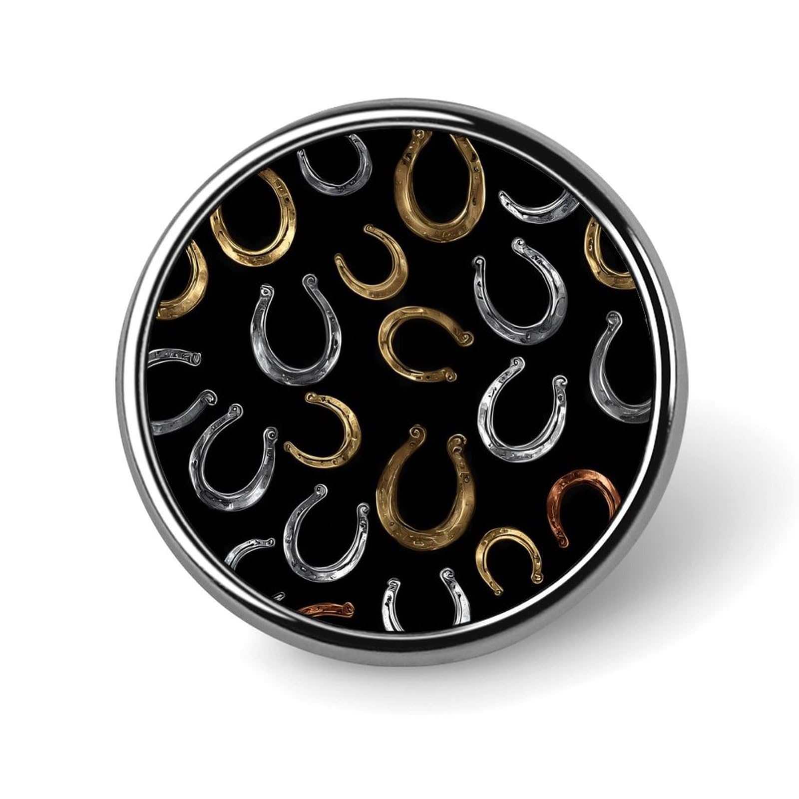 Horseshoes Horse Shoes Round Lapel Pin Button Brooch Pins Badge for Clothing Jewelry Accessories