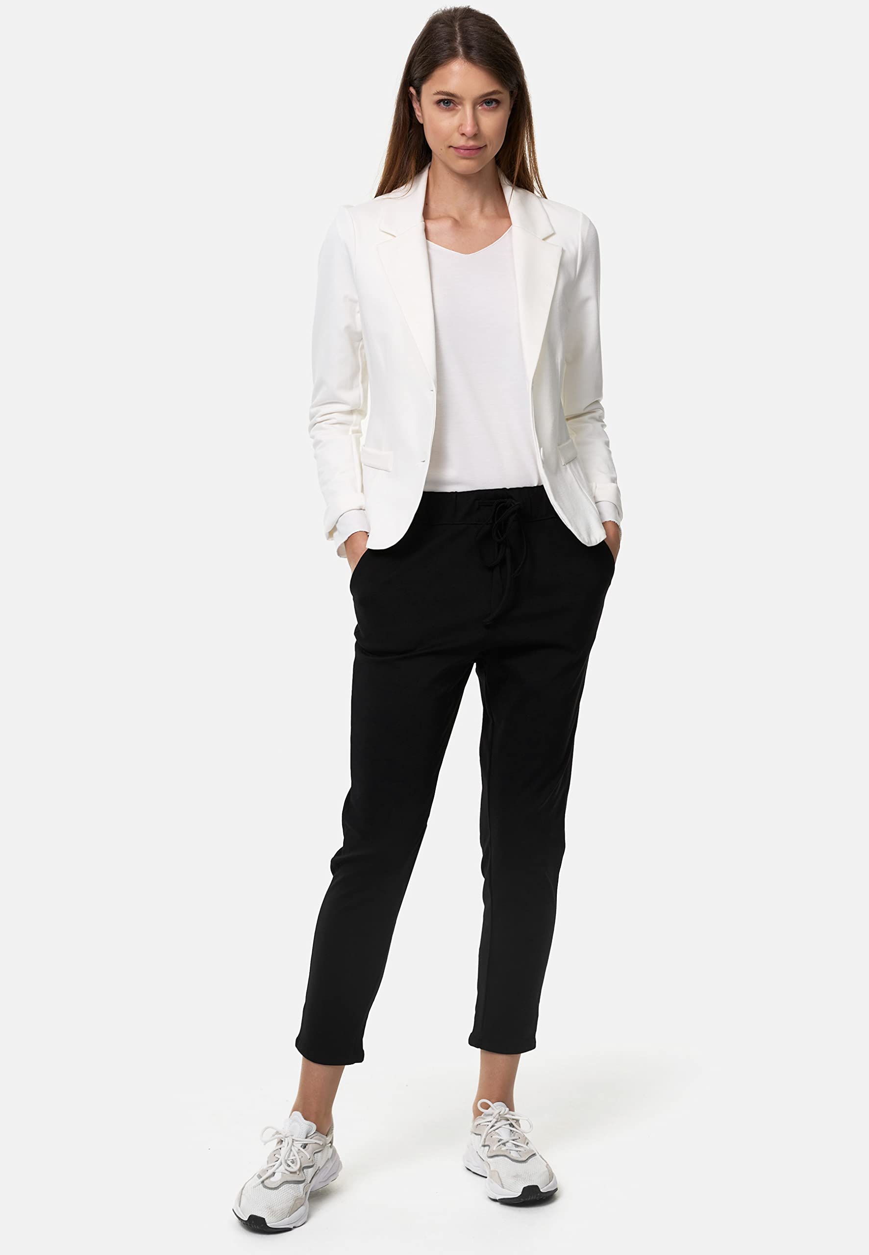 Damen Kurzblazer Sportliches Casual Sakko Anzug Casual Business Frauen Blazer mit Reverskragen PM11 S - XL