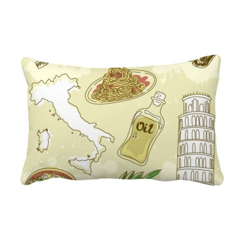 Coussin lombaire Tour de Pise multicolore pour déco de canapé