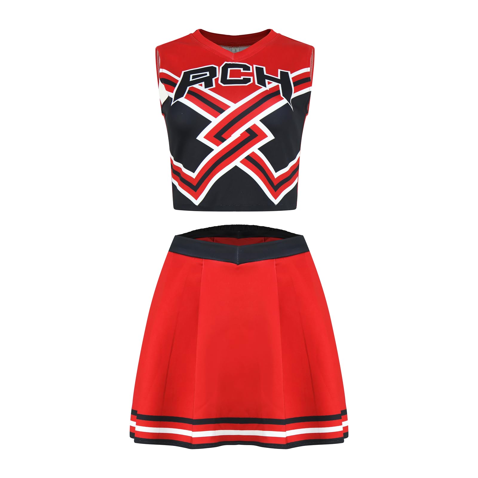 AYYOHON Cheerleader Costume for Women Crop Top Skirt Set Clovers Cheerleading Costume Halloween Cosplay Outfits Uniform 2XL