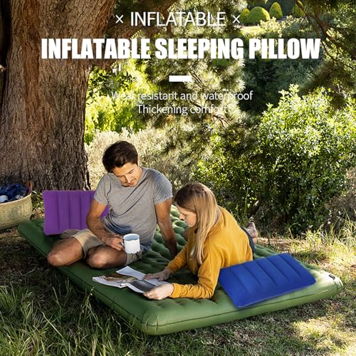 Prmape 2 PCS Coussin de Voyage, Coussin Gonflable Camping, Ultraléger Oreiller de Voyage Gonflable 43x27cm, Imperméable&Compressible Coussin de Plage Gonflable pour Voyages/Camping/Plein air/pêche – vue 6