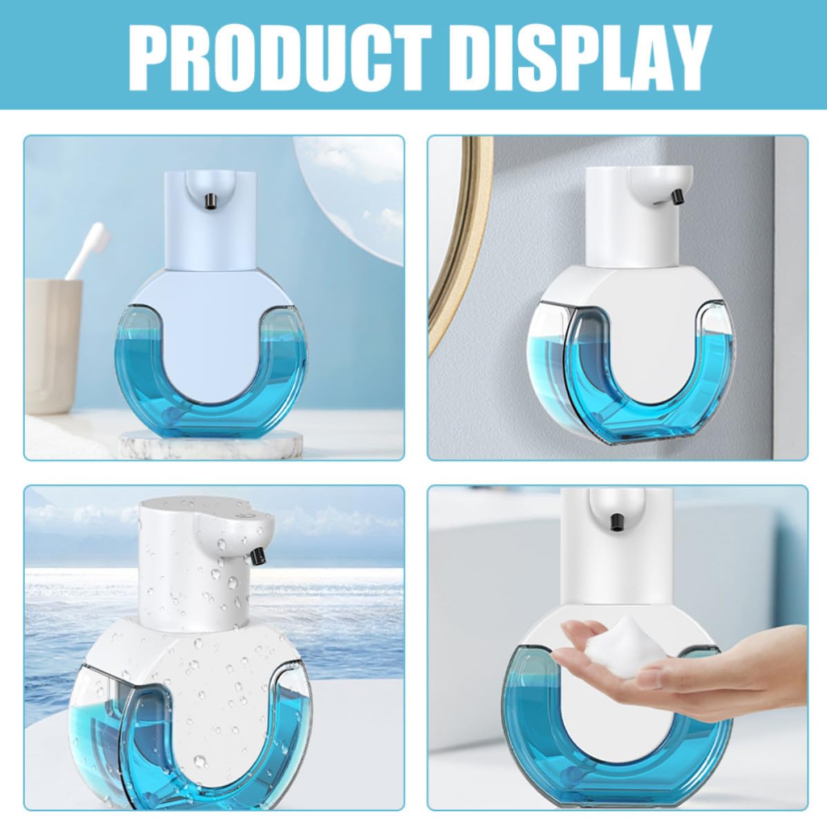 Dispensador Automático de Jabón Espumoso para Manos Sensor, Capacidad 430ml, Material Abs Secado Fácil para Uso en Casa